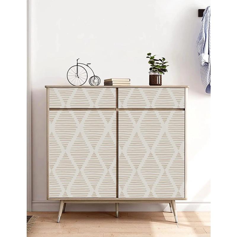 Modern Stripe Peel And Stick Wall Cover Beige And White Contact Paper Removable Self Adhesive Wall Cover For Bedroom Drawers Decor