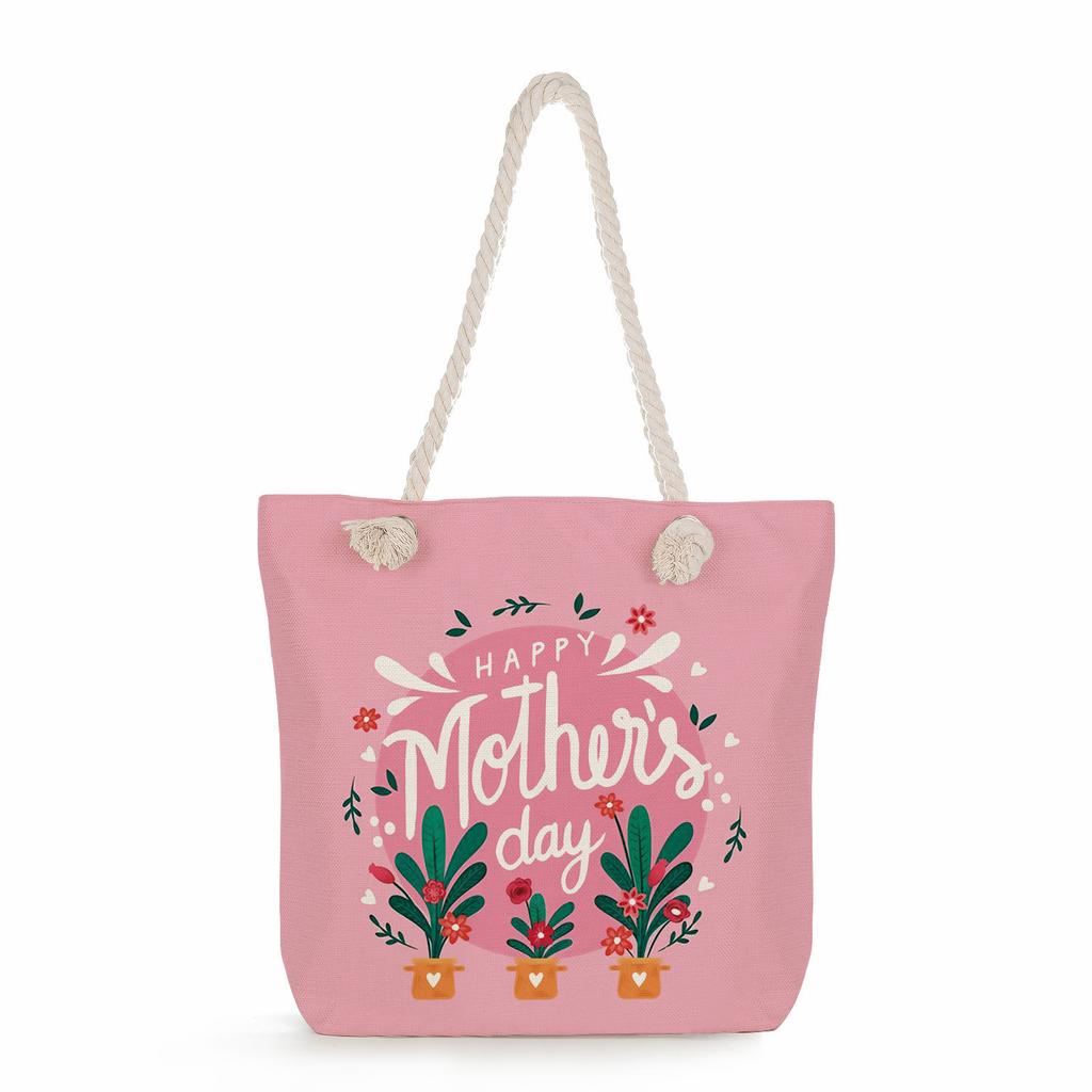 Multifunctional Trendy Letters Printed Thick Rope Shoulder Beach Bag Casual large capacity handbag 7593