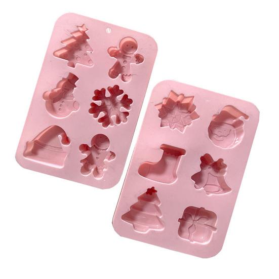Christmas Silicone Cake Mold Set Xmas Tree Snowman Santa Claus Bells Snowflake Gingerbread Man Baking Mold DIY Baking Tool Kit