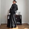 Women's Solid Color Bodycon Long Skirt Set with Long Sleeve Mock Neck Top