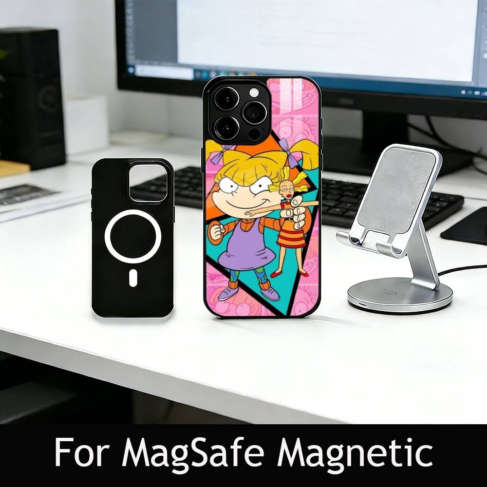 

Rugrat C-Chuckie A-Angelica Phone Case For iPhone17,16,15,14,13,12,11 Plus,Pro Magnetic For Magsafe Wireless Charging iPhone14Plus
