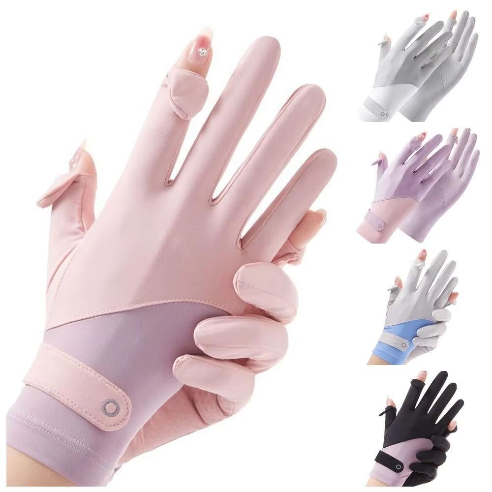 Sun Protection Gloves For Women Breathable Sunscreen Ice Silk Gloves Colorful Elegance Thin Design Outdoor Cycling Sports Gloves