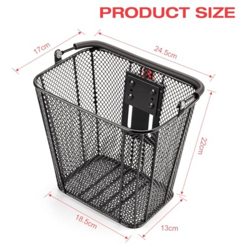 Quick Release Iron Wire Bicycle Basket with Handle, Universal Front Mount for Easy Installation and Removal