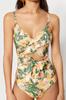 Women's New Season Swimsuit Floral Patterned Double Breasted Tied Normal Leg Swimsuit