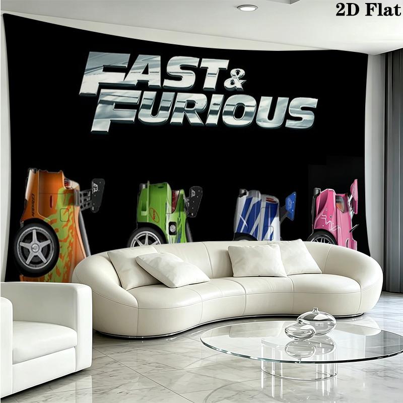 Autorennen Fast Furious Wandteppich Ästhetischer Wandbehang Bedruckter Stoffdecke Dekorative Wandteppiche für Schlafzimmer Wohnzimmer Heimdekoration