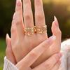 Fashion Charm Turquoise Star And Moon Ring for Women Stainless Steel Three-Layer Opening Rings Wide Finger Jewelry Gift
