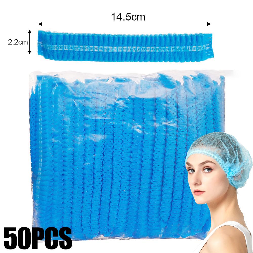 100/50Pc Disposable Hair Head Covers Net Bouffant Dustproof Anti Dust Caps Breathable Shower Bathing Hats Kitchen Work Cap White