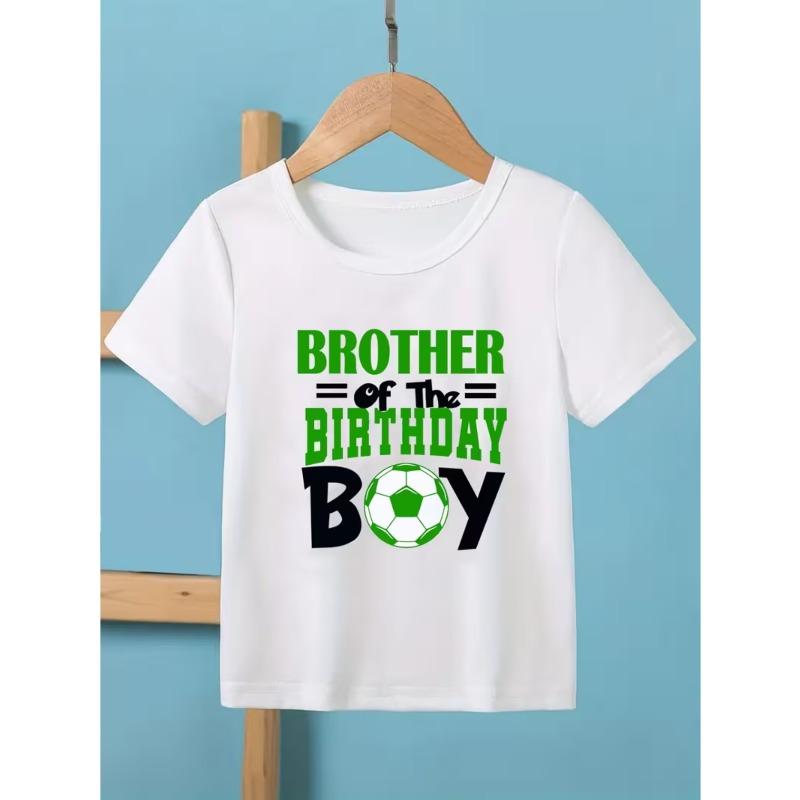 European sizes Boys  Football Birthday Boy T-Shirt -  Sister/Brother/Cousin of the Birthday Boy  Design with Football Theme 110 белый