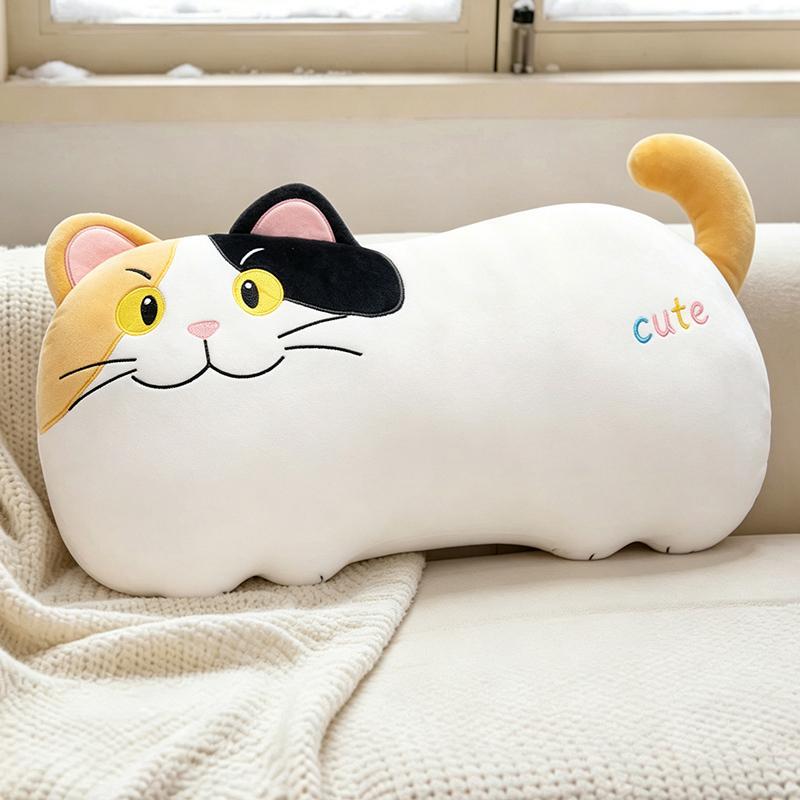 Kawaii Cartoon 3 Colors Cat Plush Toys Cozy Fabrics Happy Kitten Throw Pillow Soft Resilient Sleeping Pillow Cute Kids Gift