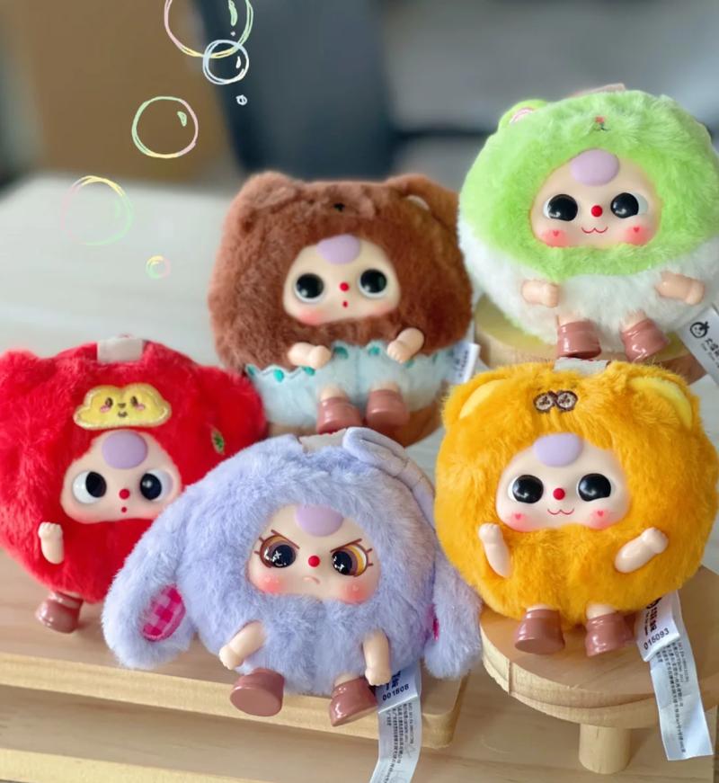 100% Genuine Baby Three Round Beast Is Coming Plush Blind Box Pendant Cute Vinyl Doll Anime Figures Box Children Playthings Gifts
