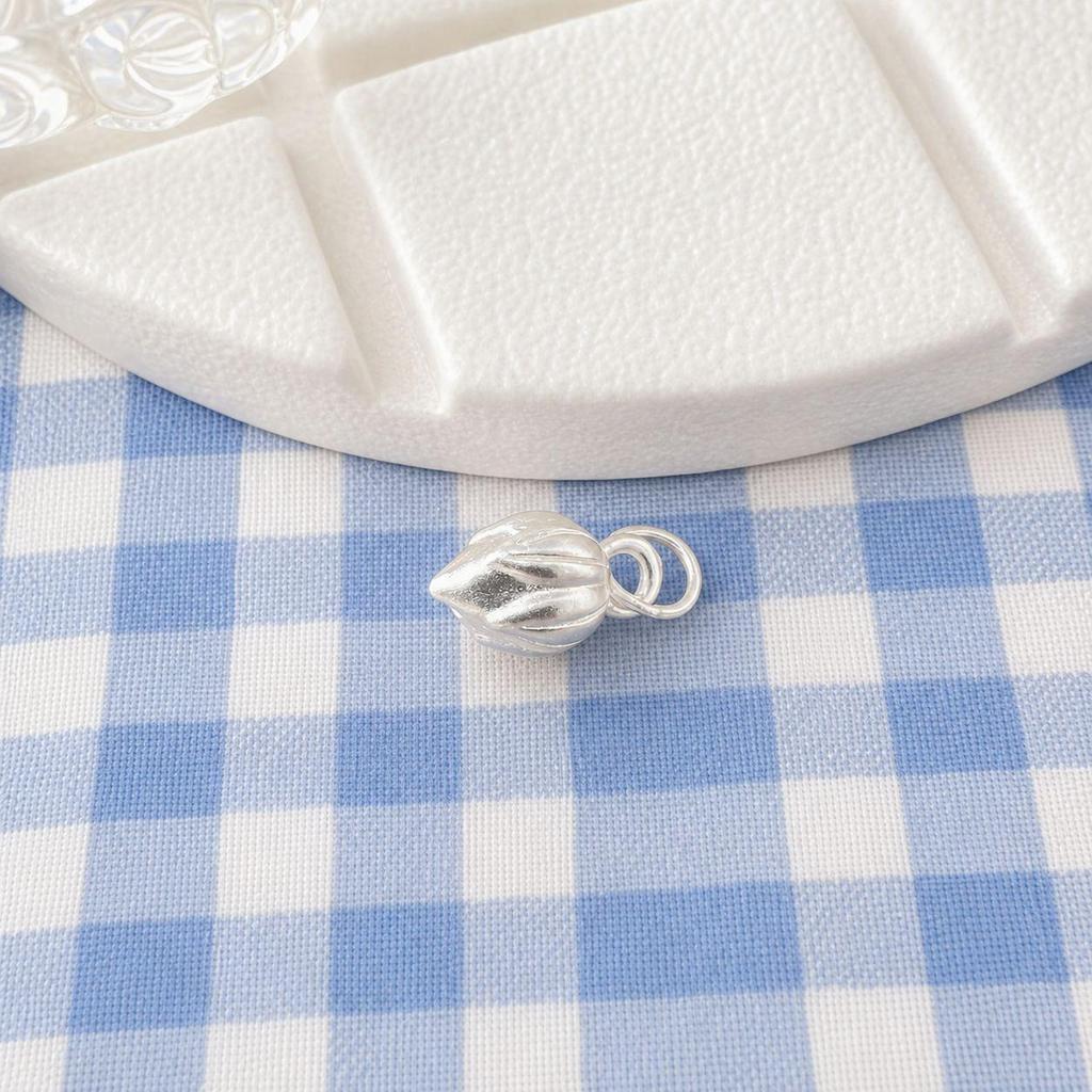 999 Sterling Silver Chinese Auspicious Peanut Pendant - Two Lives Joy DIY Charm, Handwoven Accessories