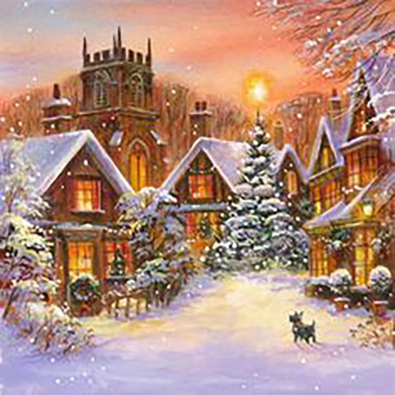 Zimní sníh Scenic Diy 5D Diamantová malba Celokulatý vrták Krajina Diamantové vyšívání Sady křížkového stehu Nástěnné umění Domácí dekorace