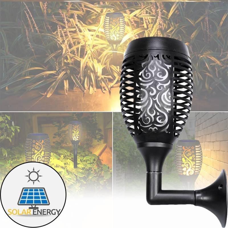 Outdoor Solar Flame Light Led Wall Torch Decoration For Patio And Garden Eu Certified