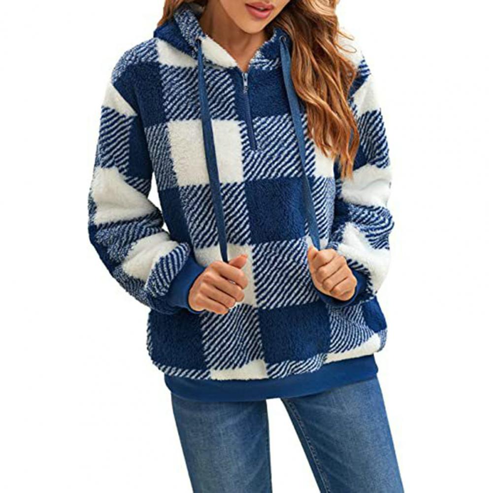Damen Sweatshirt Damen Hoodie Warmes Plüsch-Pullover-Sweatshirt Gemütlicher Damen-Hoodie mit langen Ärmeln und Kordelzug für Herbst/Winter