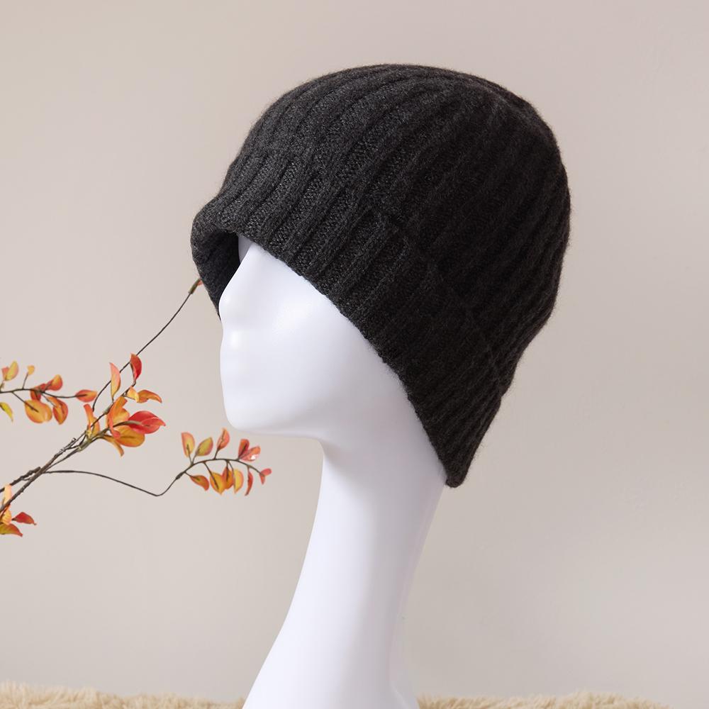 Custom Logo Design Cashmere Winter Beanie Hat Women Knit Thermal Classic 2x2 Rib Knit Pure Cashmere Beanie Cap