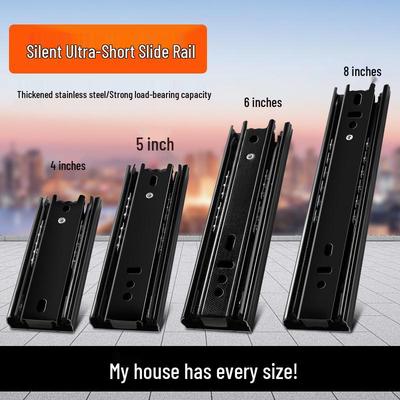 Ultra-Quiet Three-Section Damping Drawer Slides - Thickened Rail for Cabinets & Wardrobes