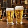Soccer Beer Glass, 700ml Capacity Lead-Free Stein with Handle for Craft Beer, Sports Themed Beverage Cup for Party