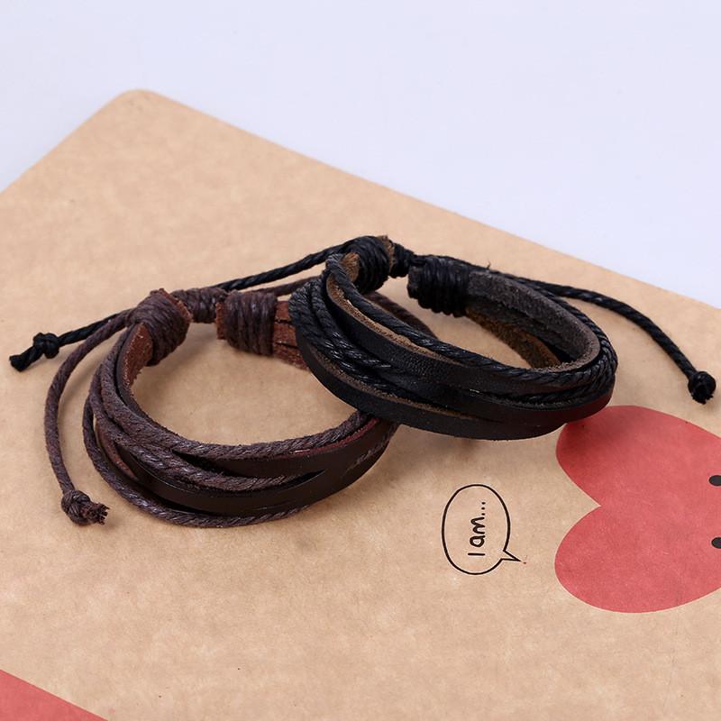Trendy Handwoven Multilayer Leather Wristband For Couples Elegant Durable Gift Idea