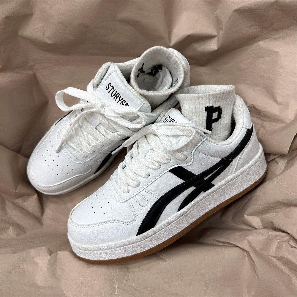 Little white shoes women's spring 2025 new student versatile popular sports shoes niche Hong Kong style retro couple board shoes