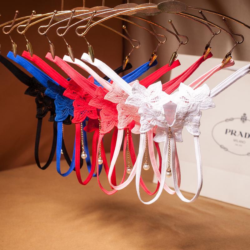 

Женское нижнее белье Sexy Metal Pendant Цветочные стринги Сплошной цвет Шнуровка Бесшовный Открытый файл Сексуальное нижнее белье