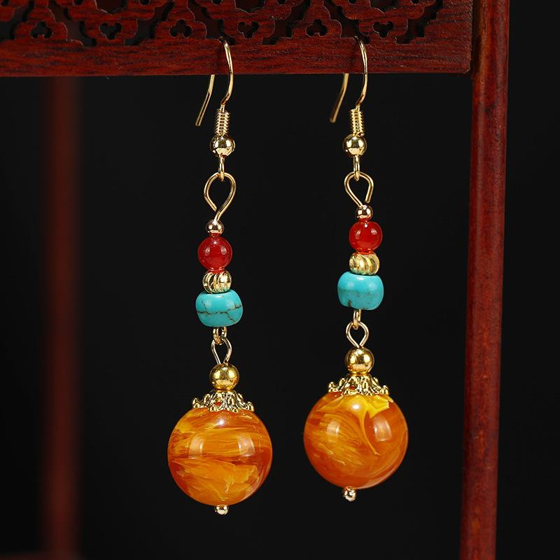 Niche retro earrings medium and long fringed earrings simple temperament cheongsam earrings women