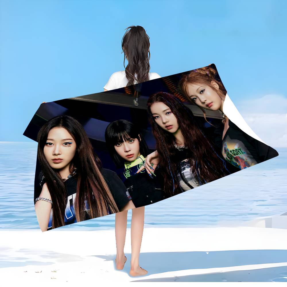 Korean Kpop Group A-Aespas Anime Beach Swimming Towel Soft Absorbent Washcloth Children's Gifts for Kids Travel Camping Gym