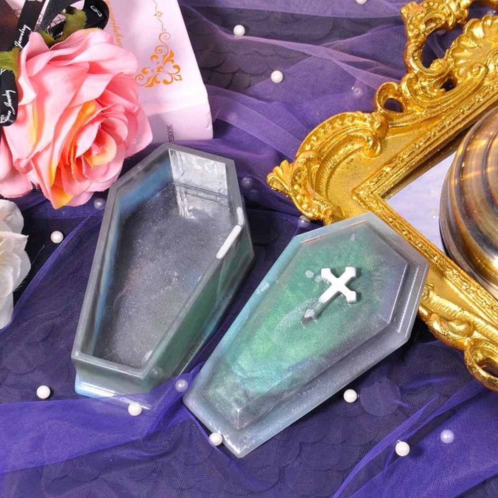 Silicone Clay Tools Resin Making Coffin Mould Resin Casting Mold Container Trinket Storage Box