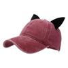 Cats Ear Baseball Hat for Girls Women Kitten Ears Casual Hat for Sports Gym Mountain Camping Hat Outdoor Activity Burgundy