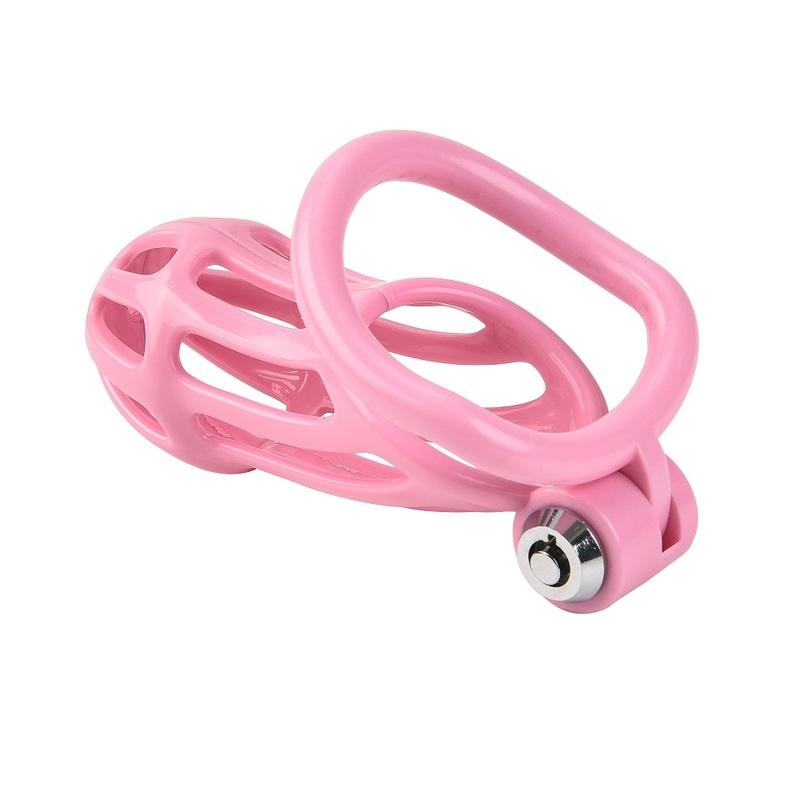 Pink Male Penis Cage with 5 Cock Rings Set Long Penis Bondage Bird Chastity Cage Belt Cock Ring Slave Restraint Man Sex Toy