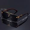Luxury Frameless Fashion Glasses for Men and Women, Imitation Wood Grain Temple Tips, Perfect Choice, Versatile Comfortable
