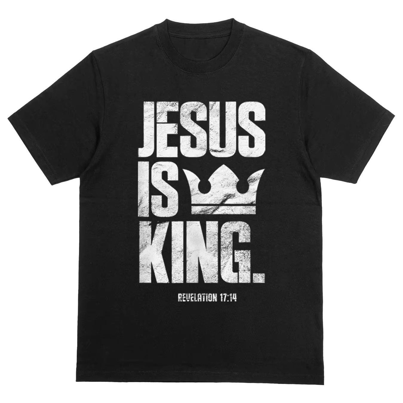 

Футболка бавовняна з короткими рукавами з графікою слогана JESUS IS KING XXXXXL чорний