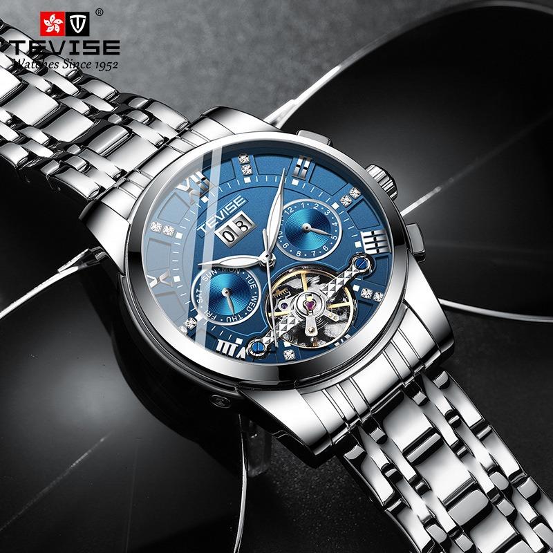 Marca svizzera TEVISE orologio da uomo orologio da uomo orologio alla moda orologio meccanico orologio impermeabile multifunzione