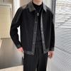Men's Trendy Korean-Style Lapel Jacket: Soft PU & Corduroy, Autumn/Winter, Versatile Outerwear