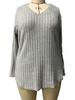 2025 Autumn/Winter Plus Size Women's V-Neck Long Sleeve Ribbed Loose Top