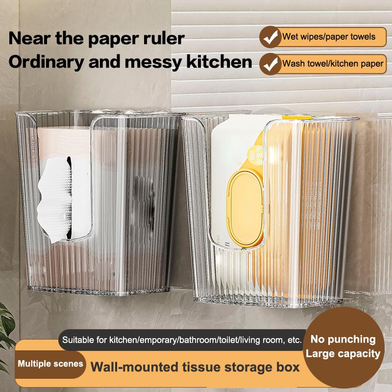 Simple Wall Mounted Tissue Box Tissue Storage Case Tissue Dispenser Box For Kitchen Hanging Tissue Box Bathroom Supplies
