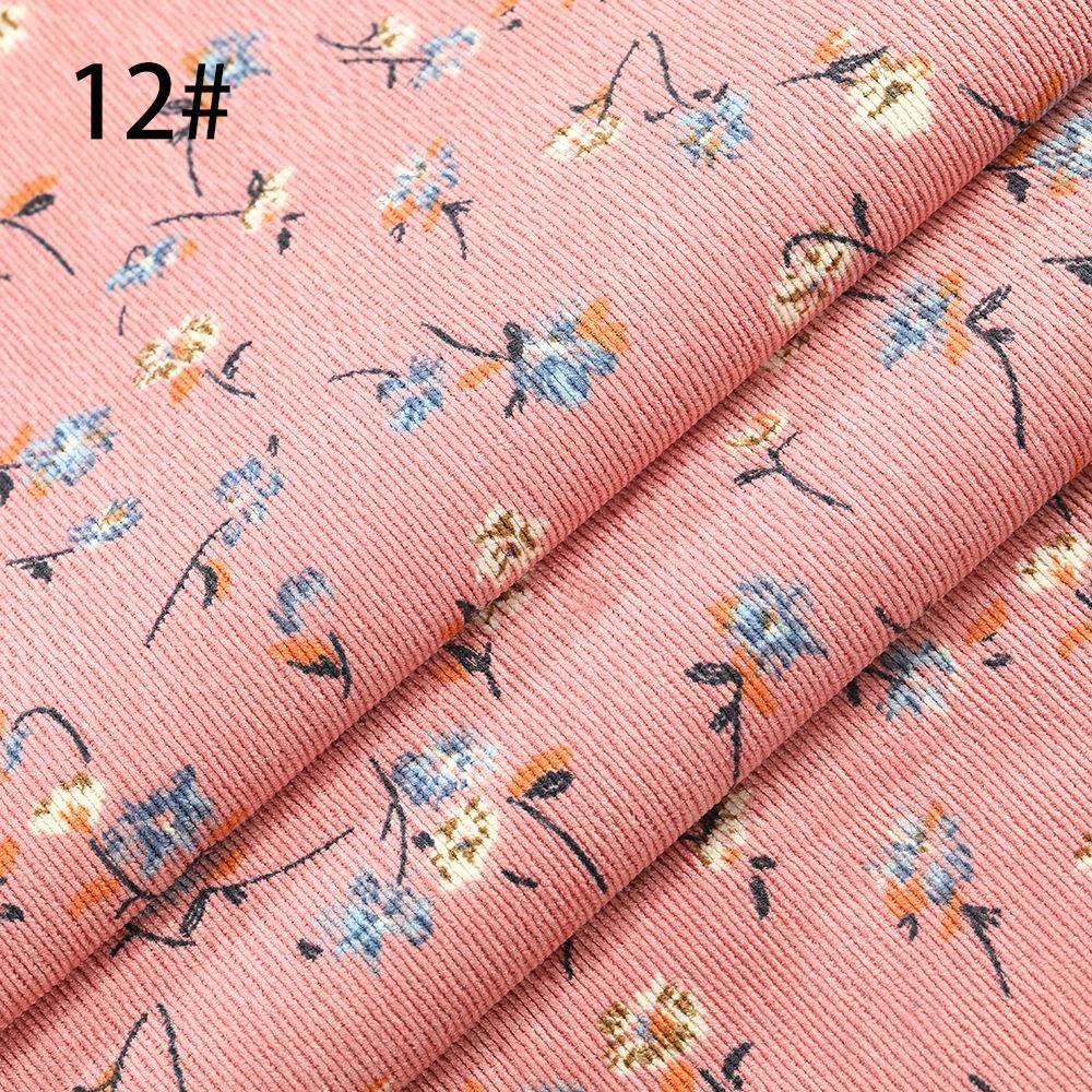 100*150CM Corduroy fabric small flower Polyester print cloth fashion Women's dress DIY clothing handmade Sewing quilting Luggage