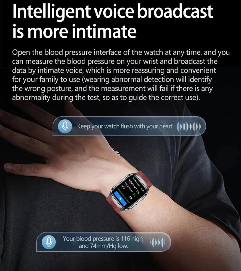 2026 New Airbag AirPump Blood Pressure ECG Uric Acid Blood Fat Blood Oxygen Heart Rate Temp Health Precise Diagnosis Smart Watch