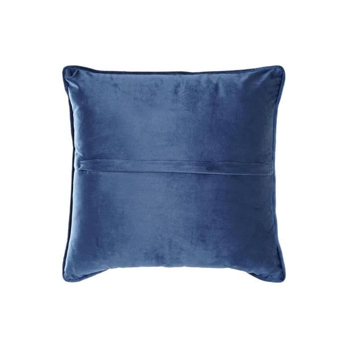 Coussin - 45 X 10 X 45 Cm - Bleu Avec Fleurs Blanches - Style Néoclassique - Intérieur