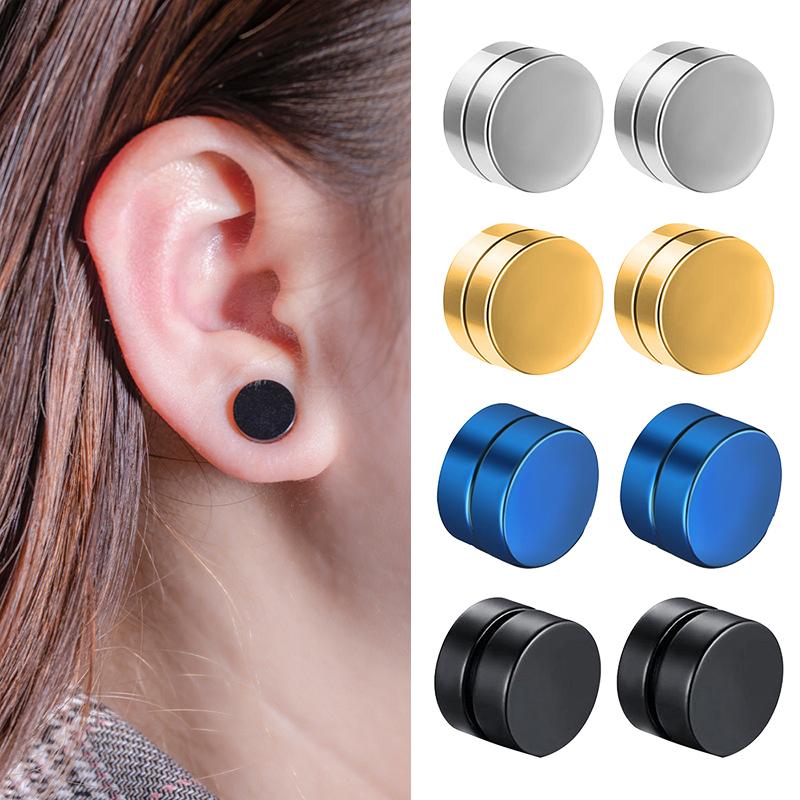 6mm/8mm/10mm/12mm Cerchio Rotondo Senza Foratura Forte Magnete Magnetico Orecchino a Clip da Uomo Orecchini Senza Foratura Orecchini Finti Gioielli
