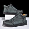 Plus Size Split Leather Shoes Men Vintage Hand Stitching Soft Business Casual Ankle Boots