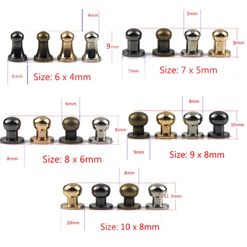 10pcs Copper Pacifier Nail Luggage Leather Metal Craft Screw Nail Rivets Buttons Screwback Round Head Studs Hardware Accessories