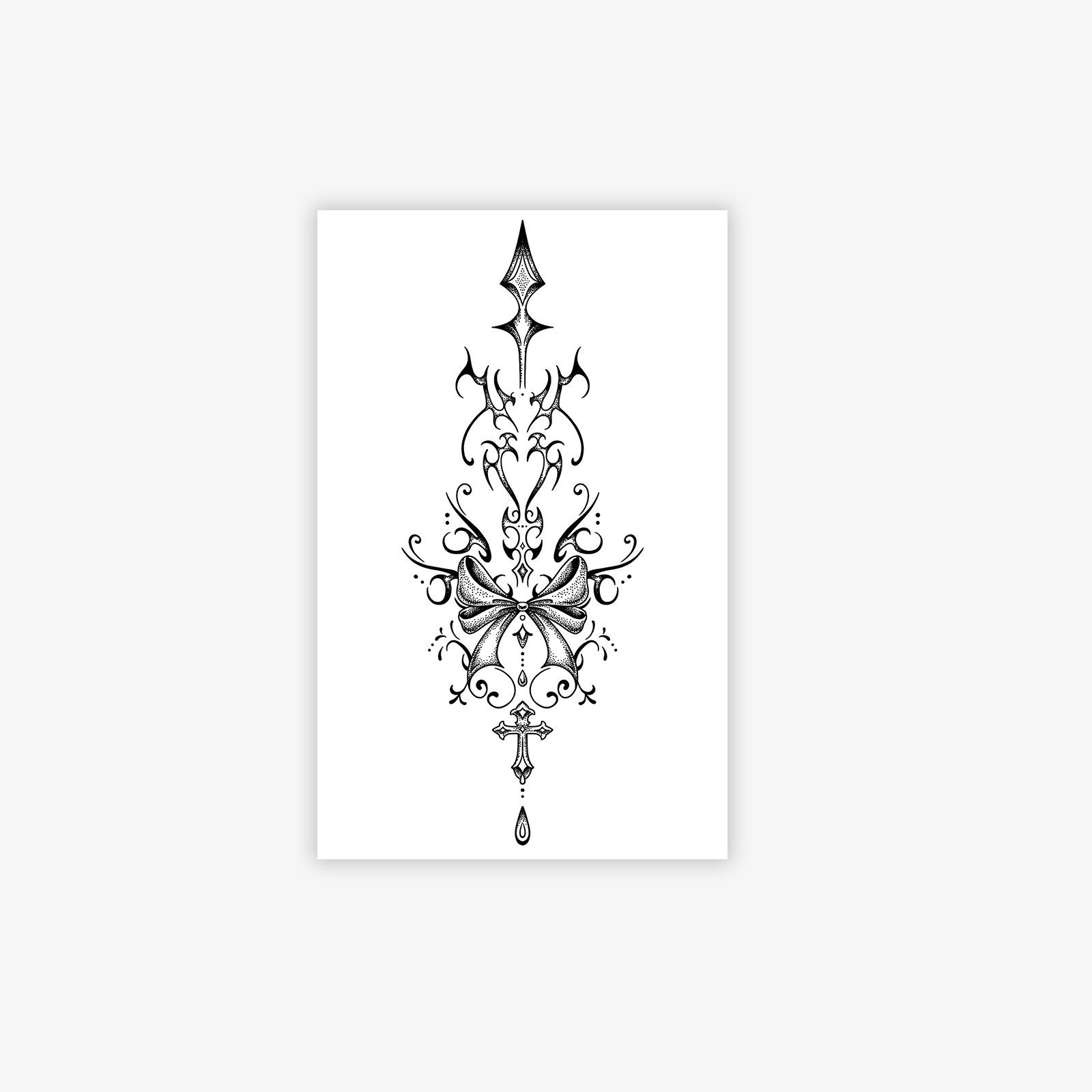 

Gothic Bow Tattoo Sticker, Niche Personality, Long-Lasting Non-Smudging, Male And Female Tattoo Sticker 12*19CM