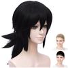 CaseEden Cosplay Wig, Medium Layered Style, Heat Resistant, Black Hair, Set of 2 Wig Nets