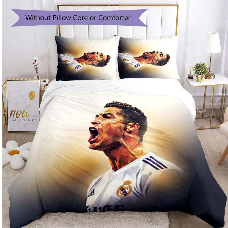 Cristiano Ronaldo Aufdruck Bettwäsche 3-teiliges Set Gemütliches Atmungsaktives Bettbezug-Set als Einweihungs-Feiertagsgeschenk