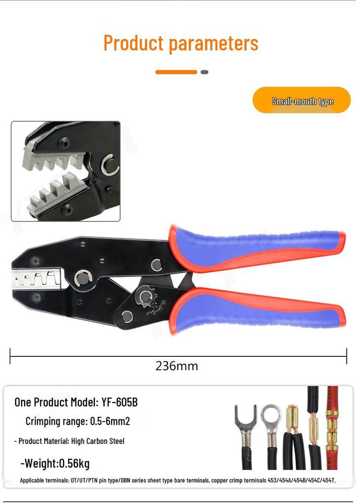 YEFYM U-Shaped Copper Terminal Ratchet Crimping Pliers