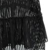 Ray Beams Striped Pattern Short Sleeve Mesh Gathered Camisole Black Women Used