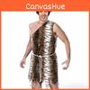 High Quality Unisex Adult Caveman Costume For Halloween With Tiger Print Design