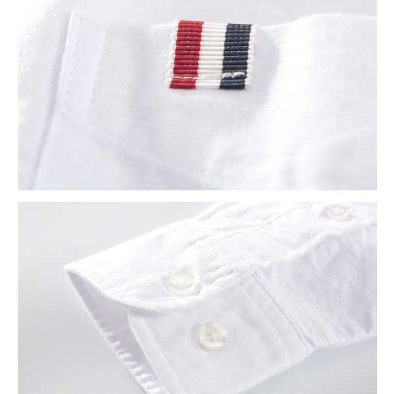 Spring and Summer Long Sleeve Shirt Men Daily Casual Shirt Lapel Collar Pocket Oxford 100 Cotton Shirt Versatile Men Tops