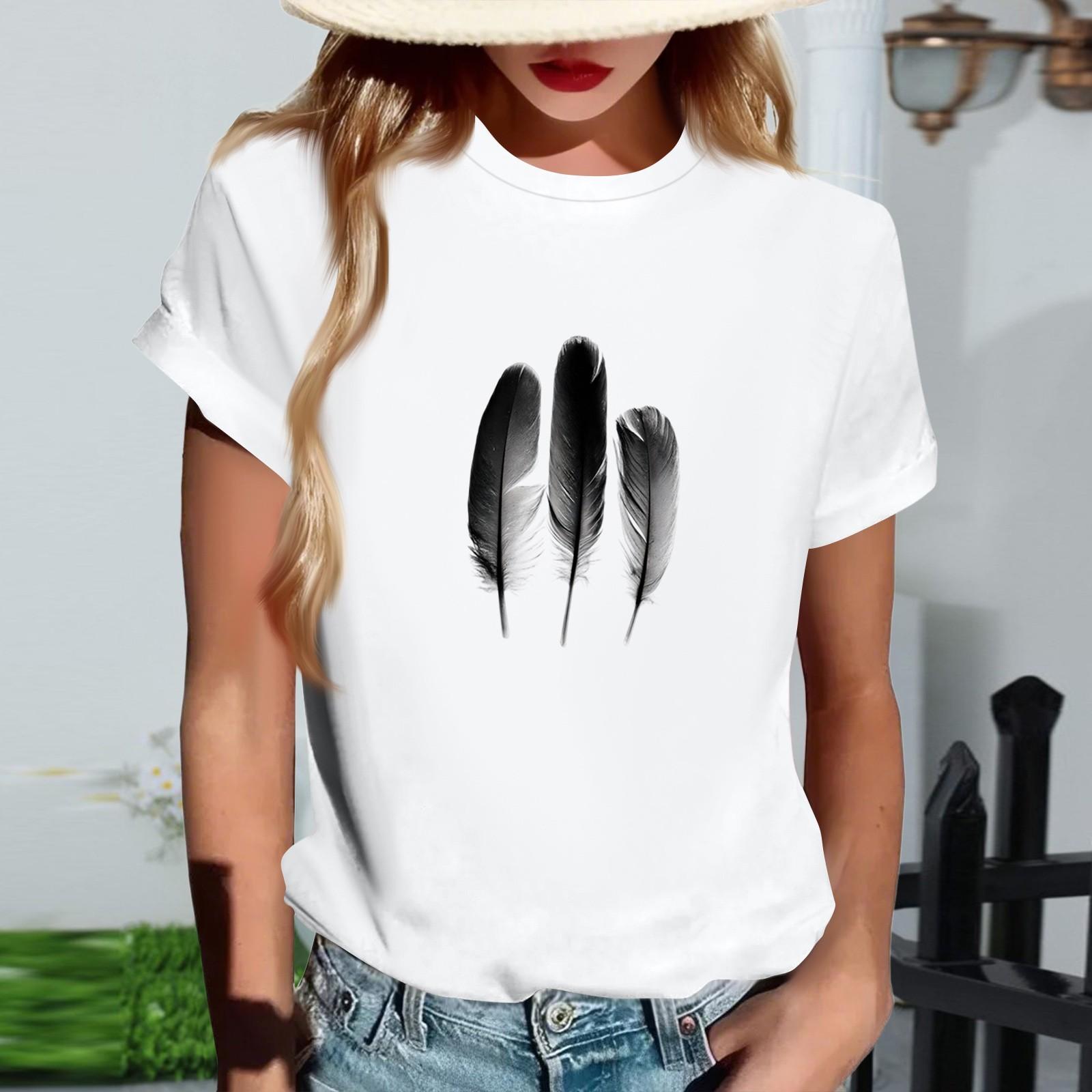 

Женская модная футболка с круглым вырезом, повседневная, с ретро-принтом, с короткими рукавами L белый