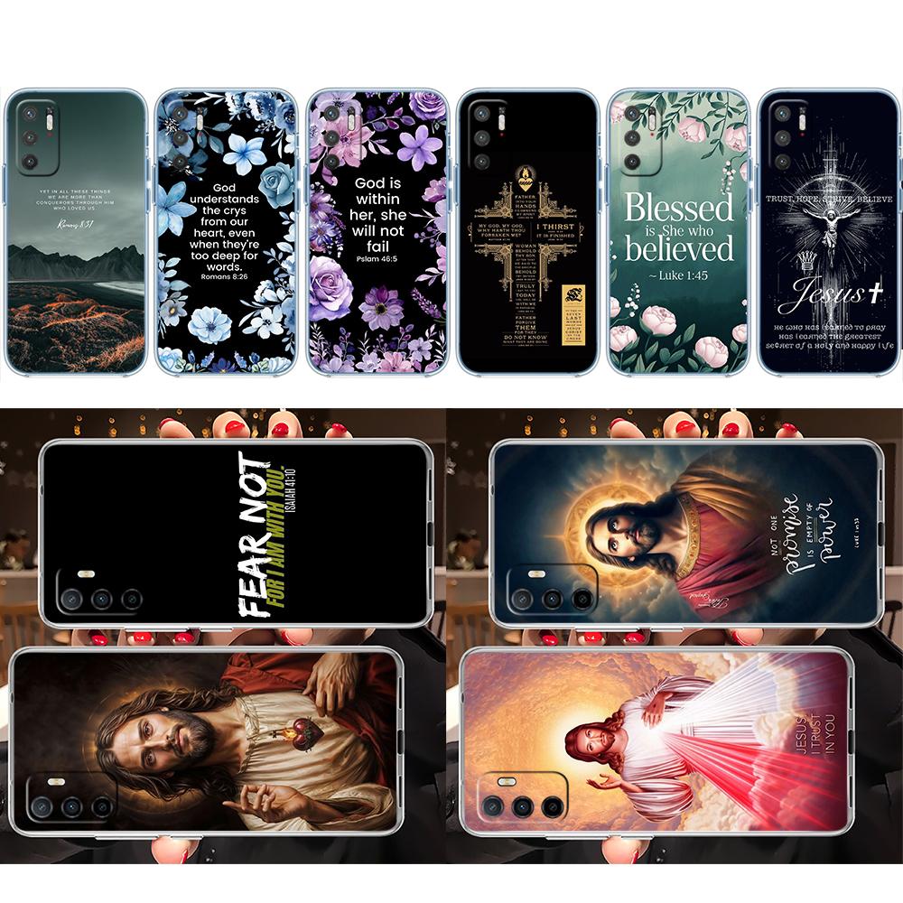 LO16 Bible verse Jesus Christ Soft Shell Transparent Phone Case for Samsung Galaxy A04 A04S A14 A23 A34 A54 M23 M33 M52 M53